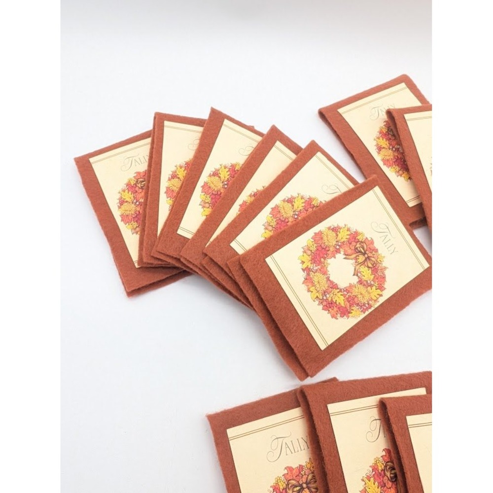 12 Set Vintage Bridge Tally Card Book Holders Autumn Wreath Fall Harvest Party - Picture 7 of 12